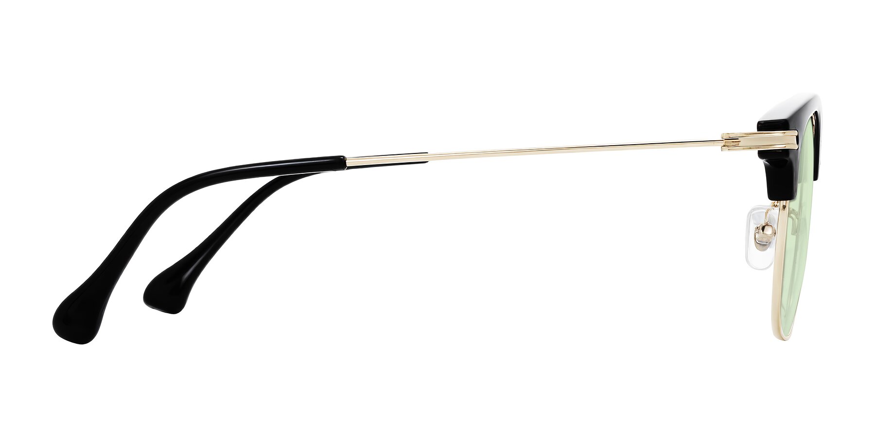 Side of Obrien in Black/Gold with Light Green Tinted Lenses
