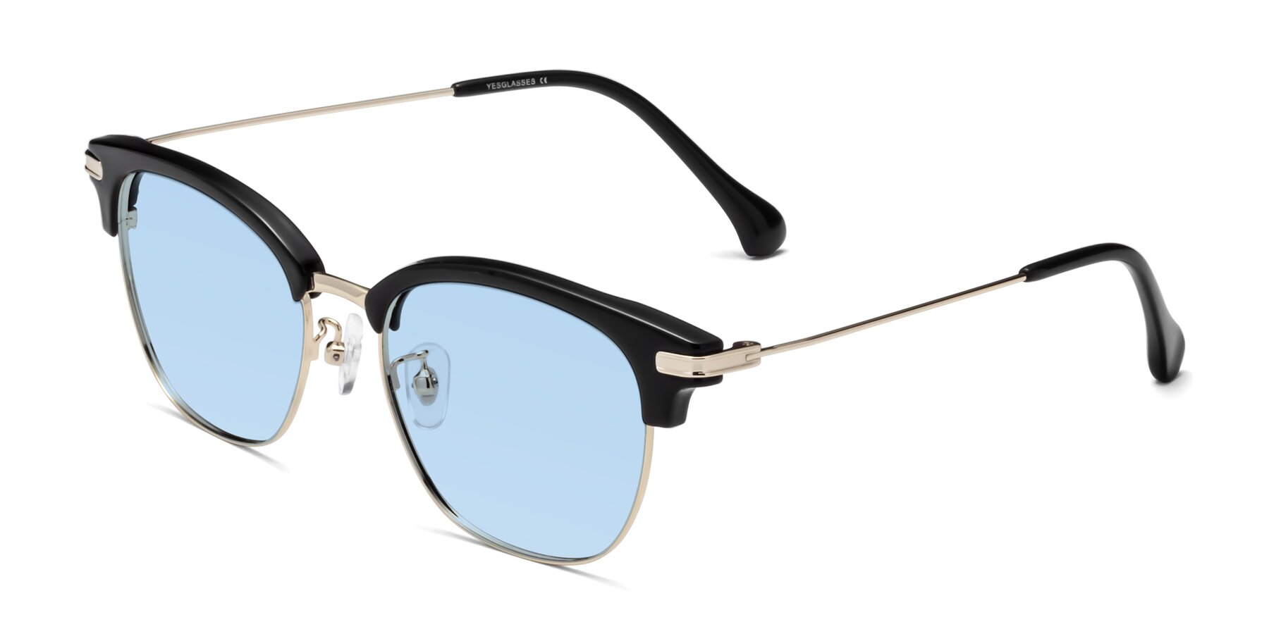 Angle of Obrien in Black-Gold with Light Blue Tinted Lenses