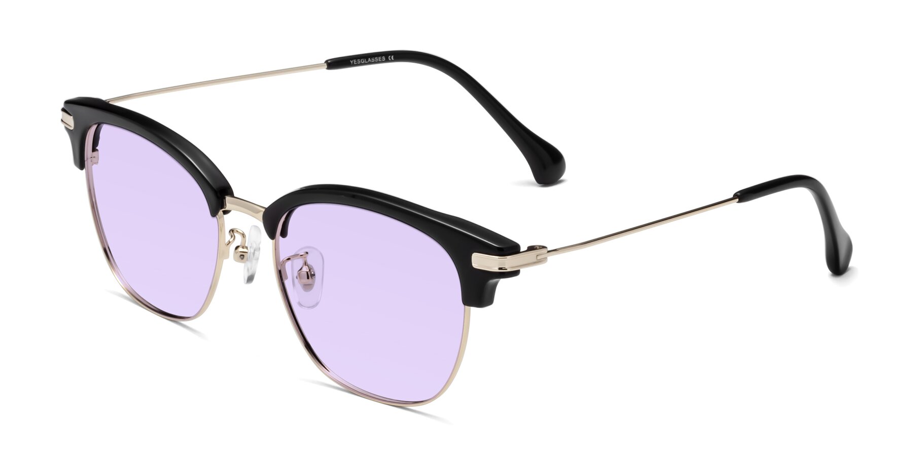 Angle of Obrien in Black-Gold with Light Purple Tinted Lenses
