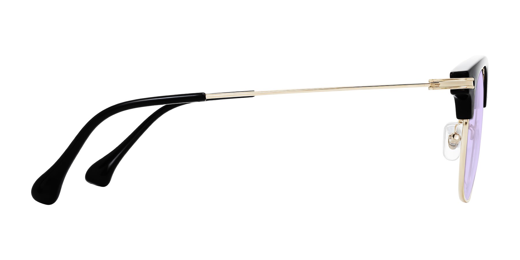 Side of Obrien in Black/Gold with Light Purple Tinted Lenses