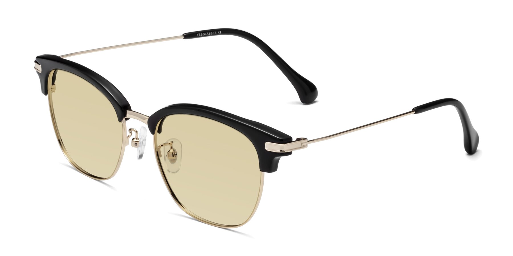Angle of Obrien in Black-Gold with Light Champagne Tinted Lenses