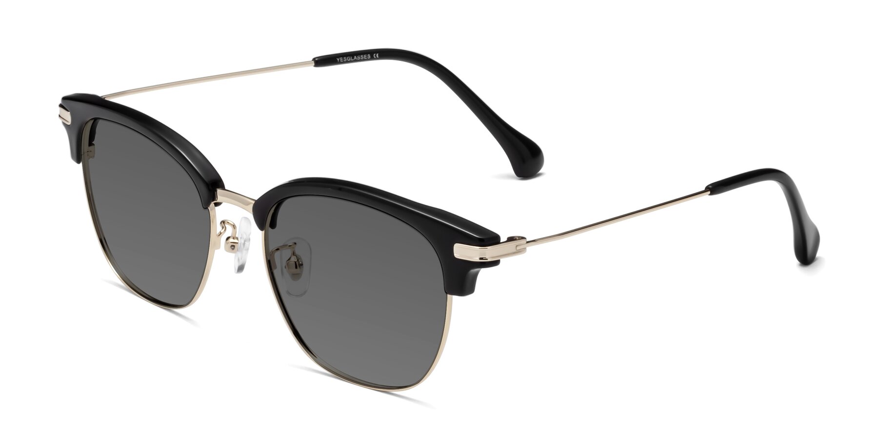 Angle of Obrien in Black-Gold with Medium Gray Tinted Lenses