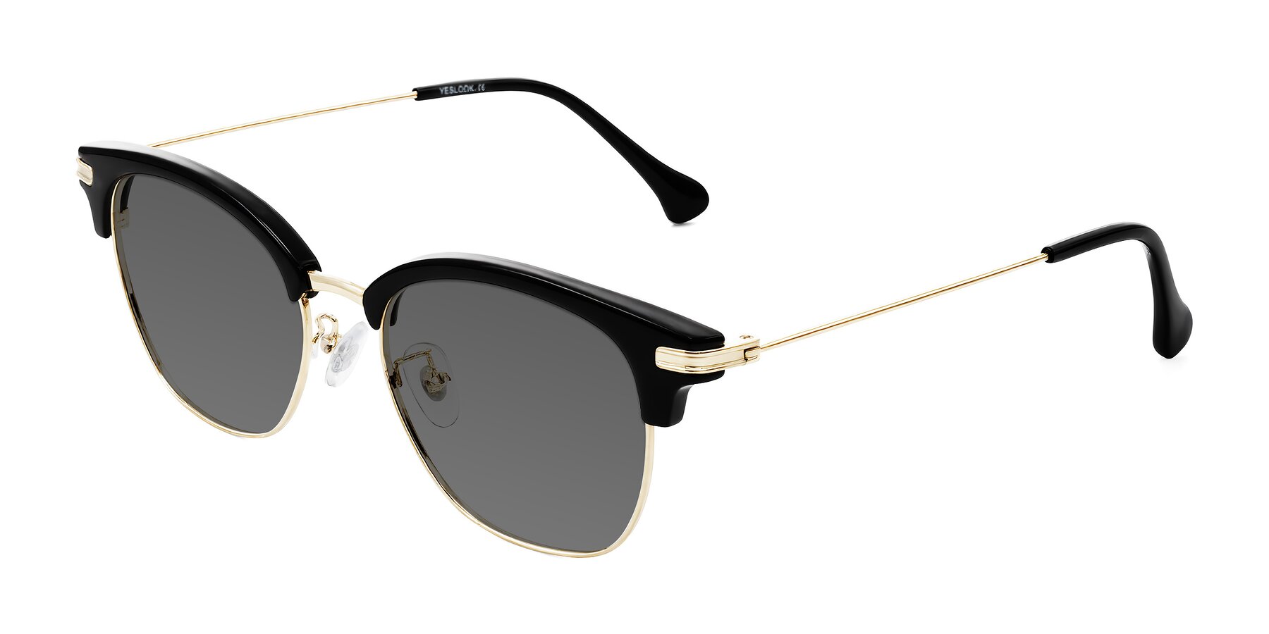 Angle of Obrien in Black/Gold with Medium Gray Tinted Lenses