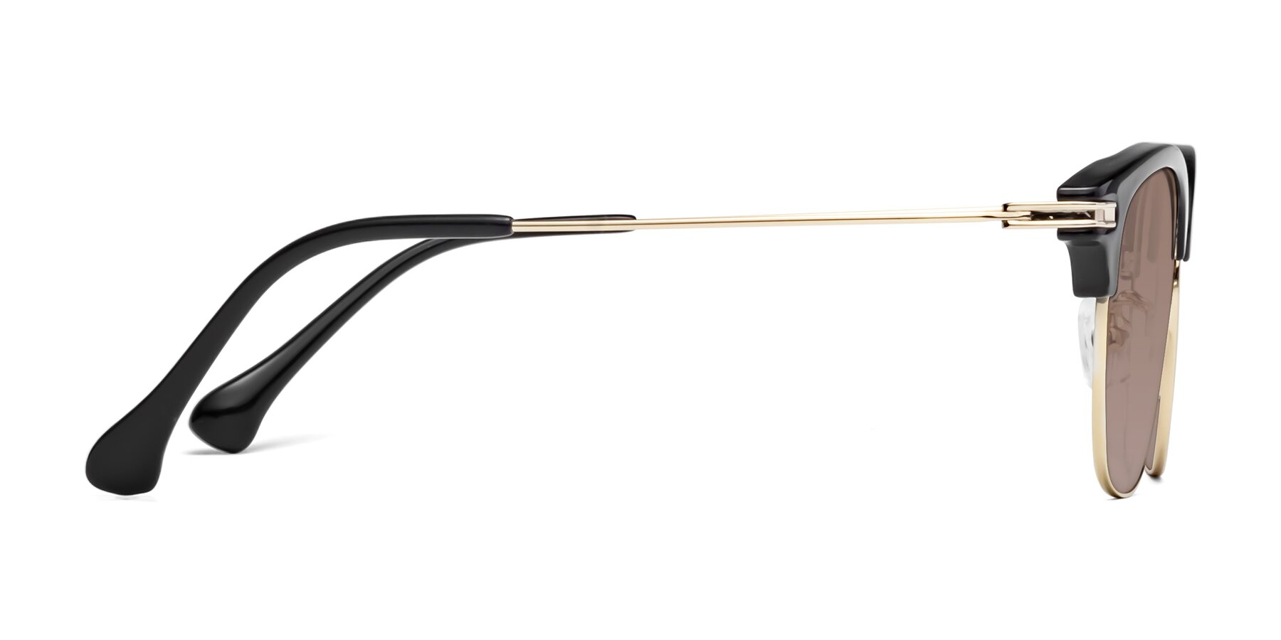 Side of Obrien in Black-Gold with Medium Brown Tinted Lenses