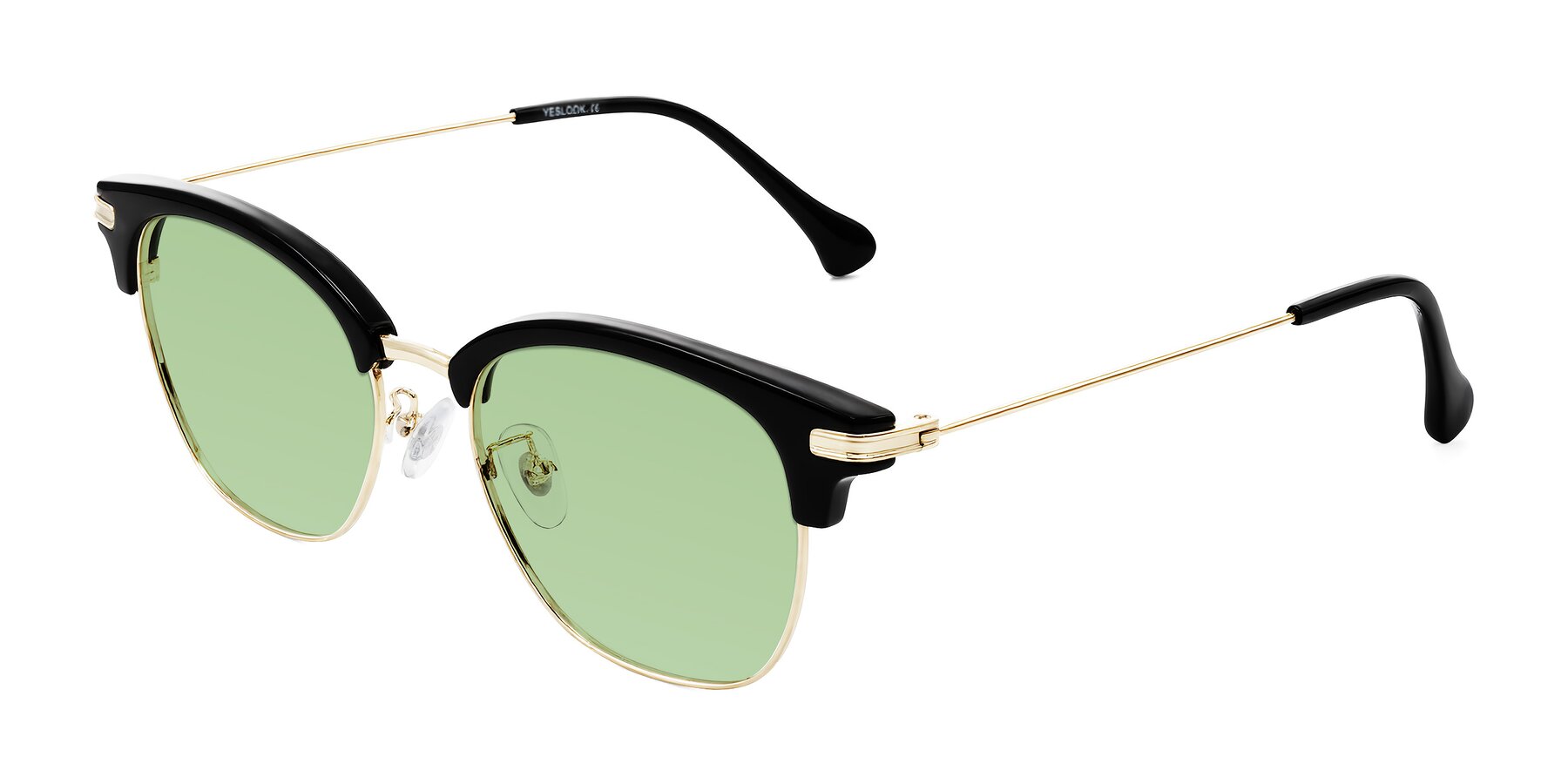 Angle of Obrien in Black/Gold with Medium Green Tinted Lenses