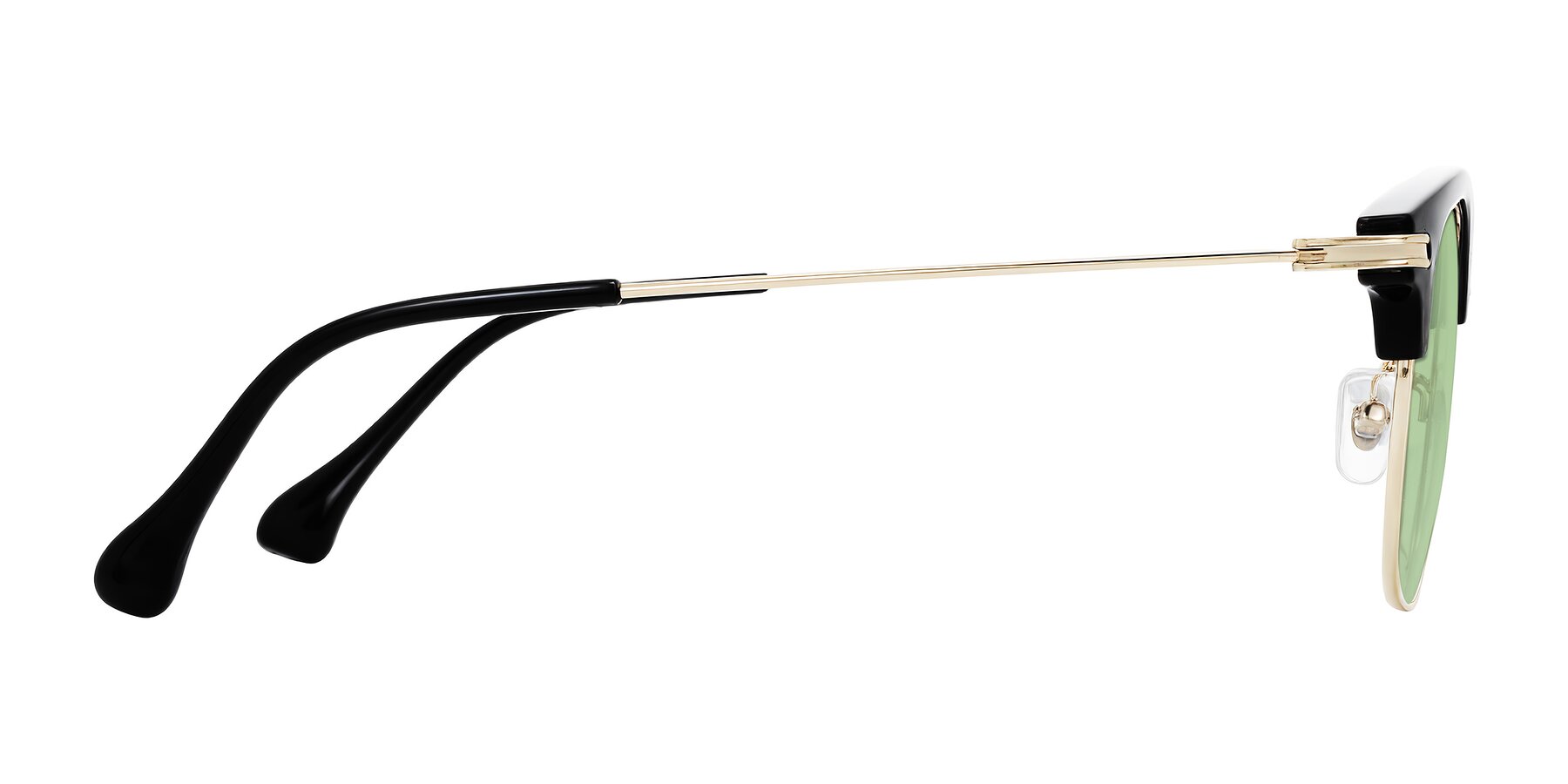 Side of Obrien in Black/Gold with Medium Green Tinted Lenses