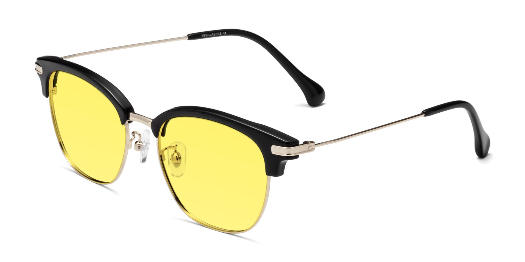 Angle of Obrien in Black-Gold with Medium Yellow Tinted Lenses