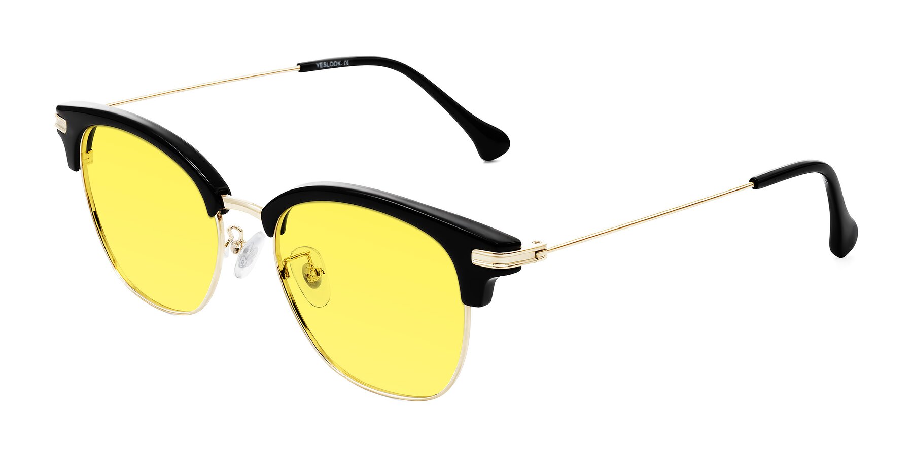 Angle of Obrien in Black/Gold with Medium Yellow Tinted Lenses