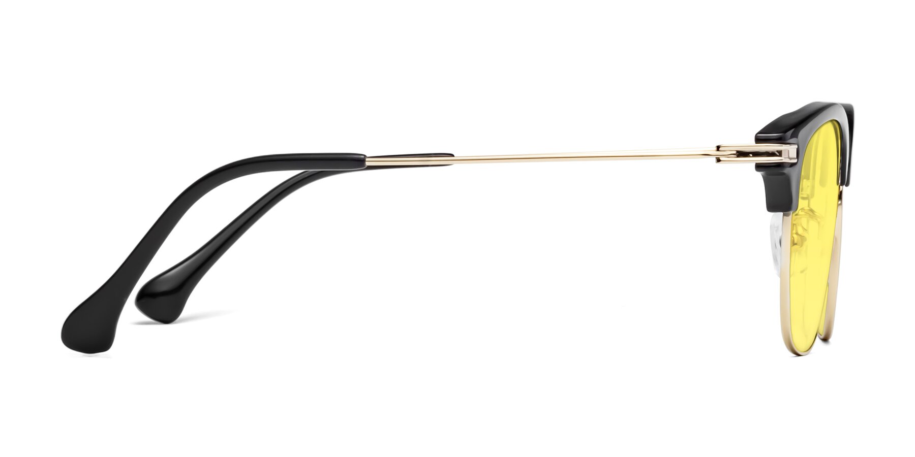 Side of Obrien in Black-Gold with Medium Yellow Tinted Lenses