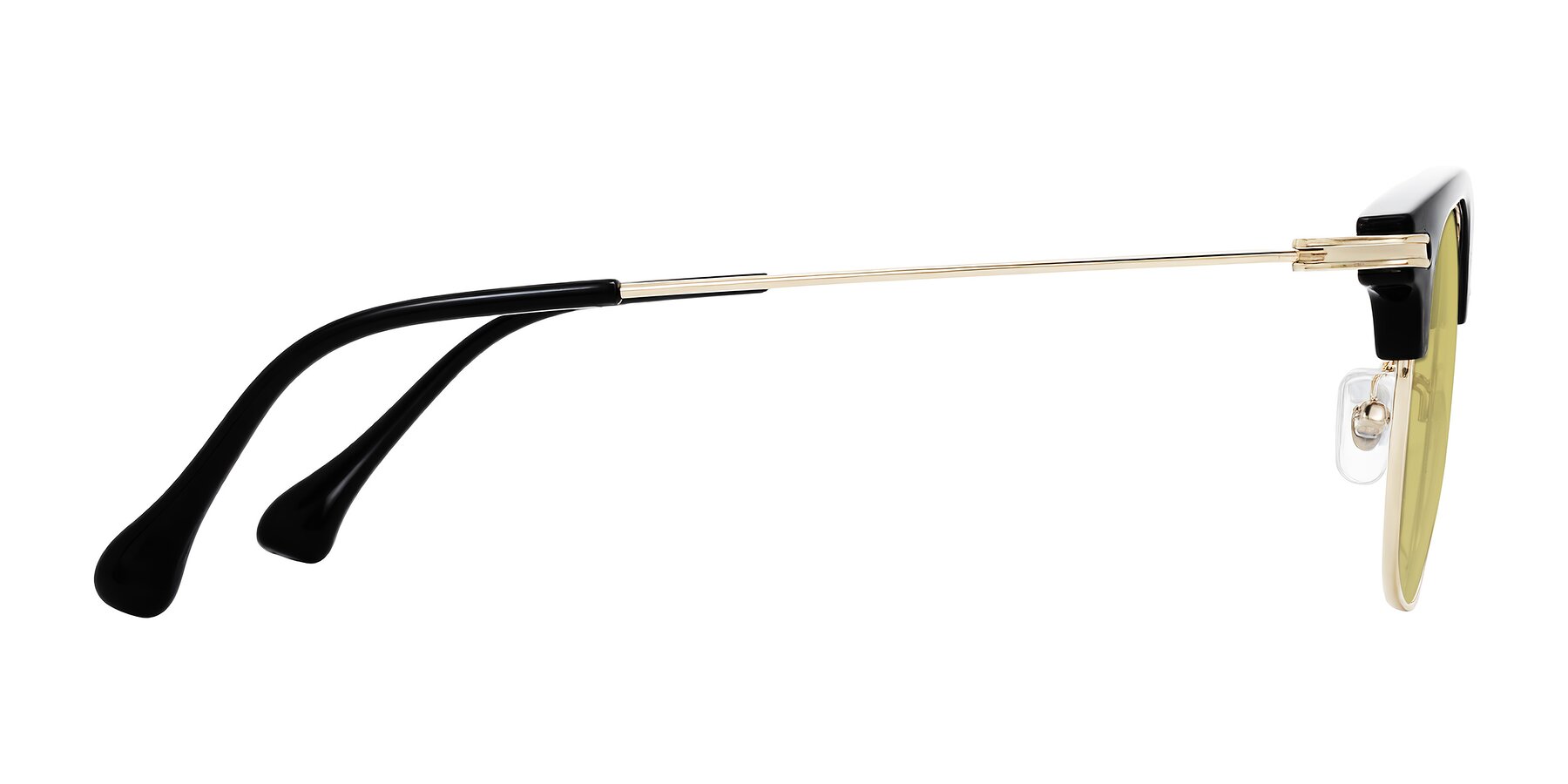 Side of Obrien in Black/Gold with Medium Champagne Tinted Lenses