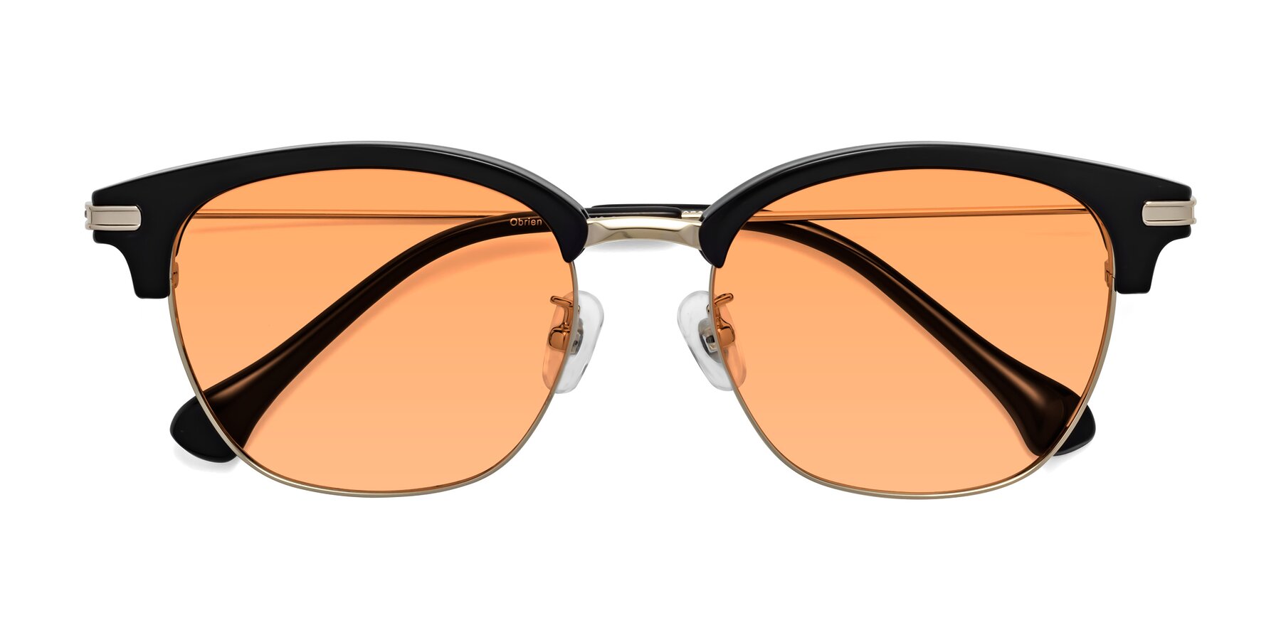 Folded Front of Obrien in Black-Gold with Medium Orange Tinted Lenses
