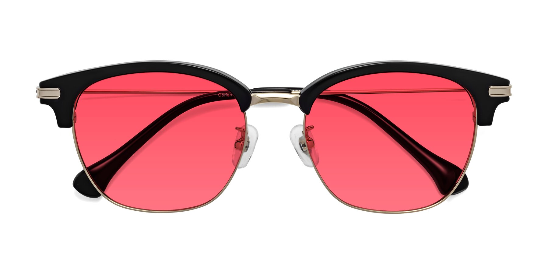Folded Front of Obrien in Black-Gold with Red Tinted Lenses