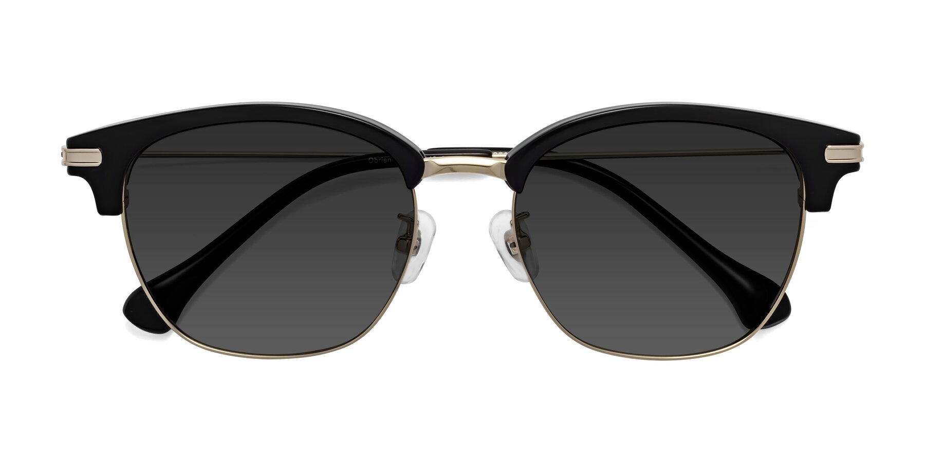 Folded Front of Obrien in Black-Gold with Gray Tinted Lenses