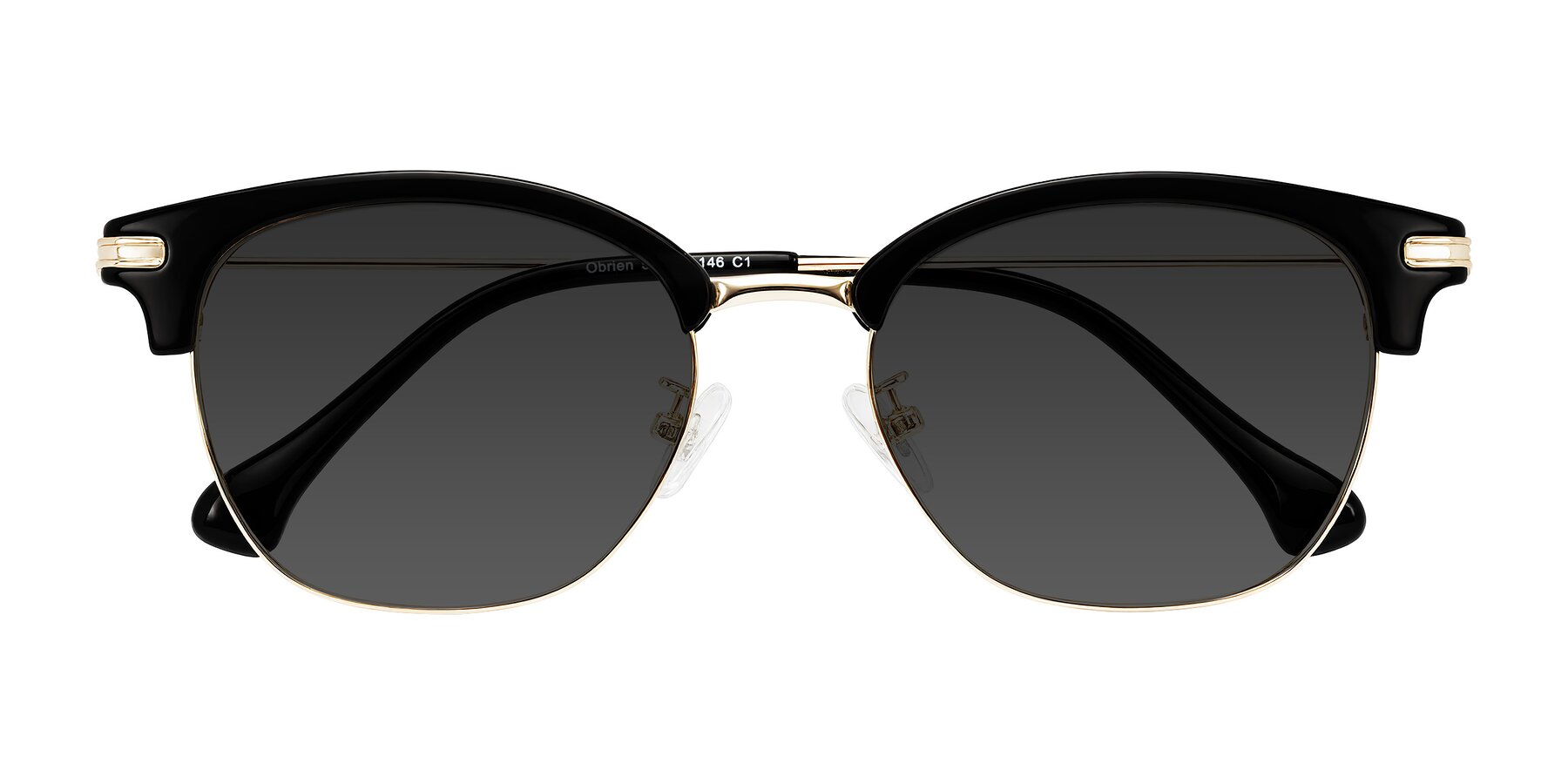 Folded Front of Obrien in Black/Gold with Gray Tinted Lenses