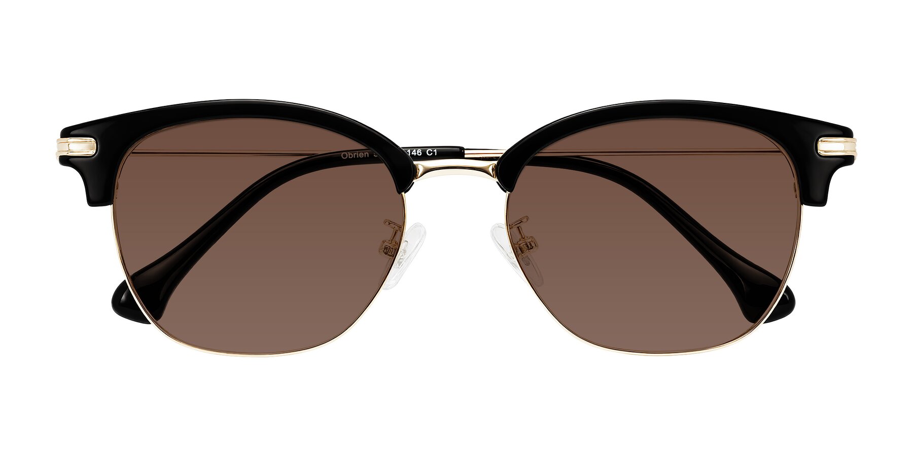 Folded Front of Obrien in Black/Gold with Brown Tinted Lenses