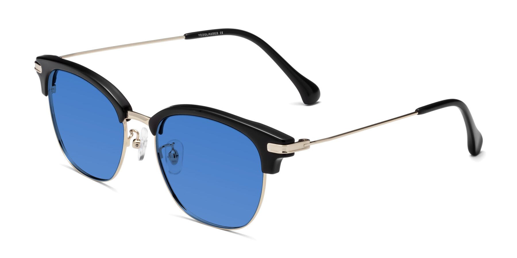 Angle of Obrien in Black-Gold with Blue Tinted Lenses