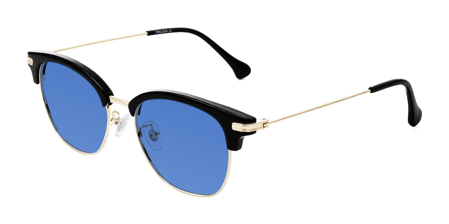 Angle of Obrien in Black/Gold with Blue Tinted Lenses
