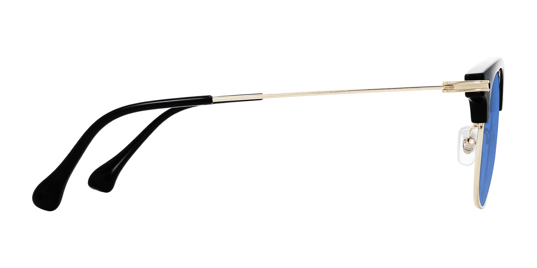 Side of Obrien in Black/Gold with Blue Tinted Lenses