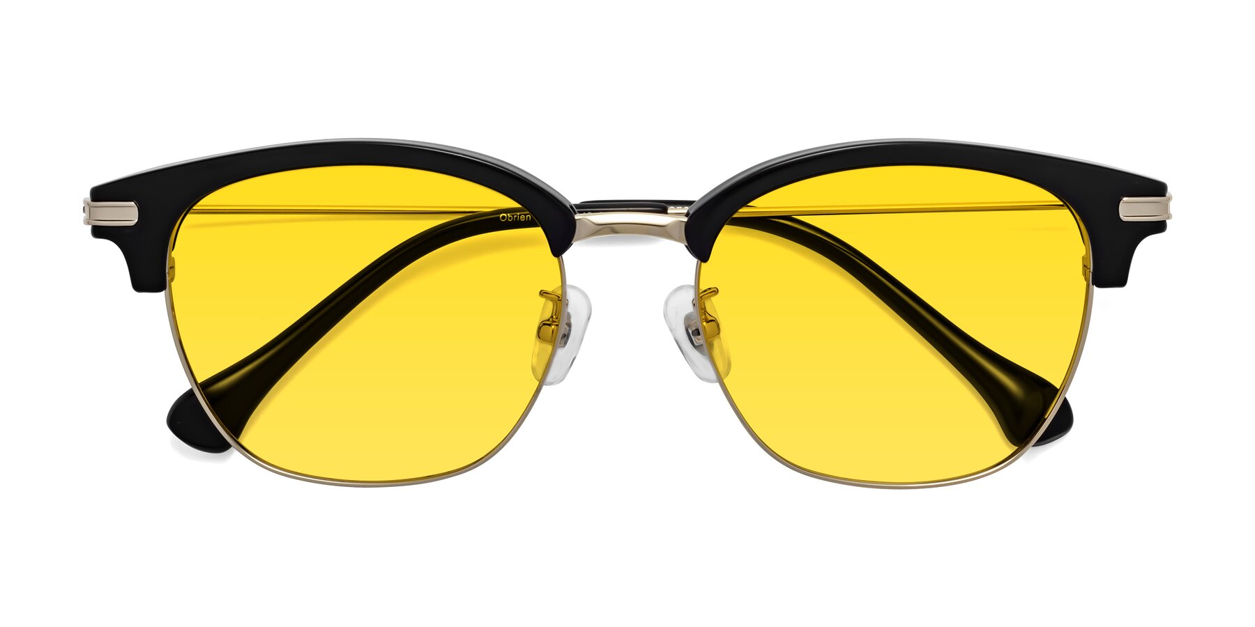 Folded Front of Obrien in Black-Gold with Yellow Tinted Lenses