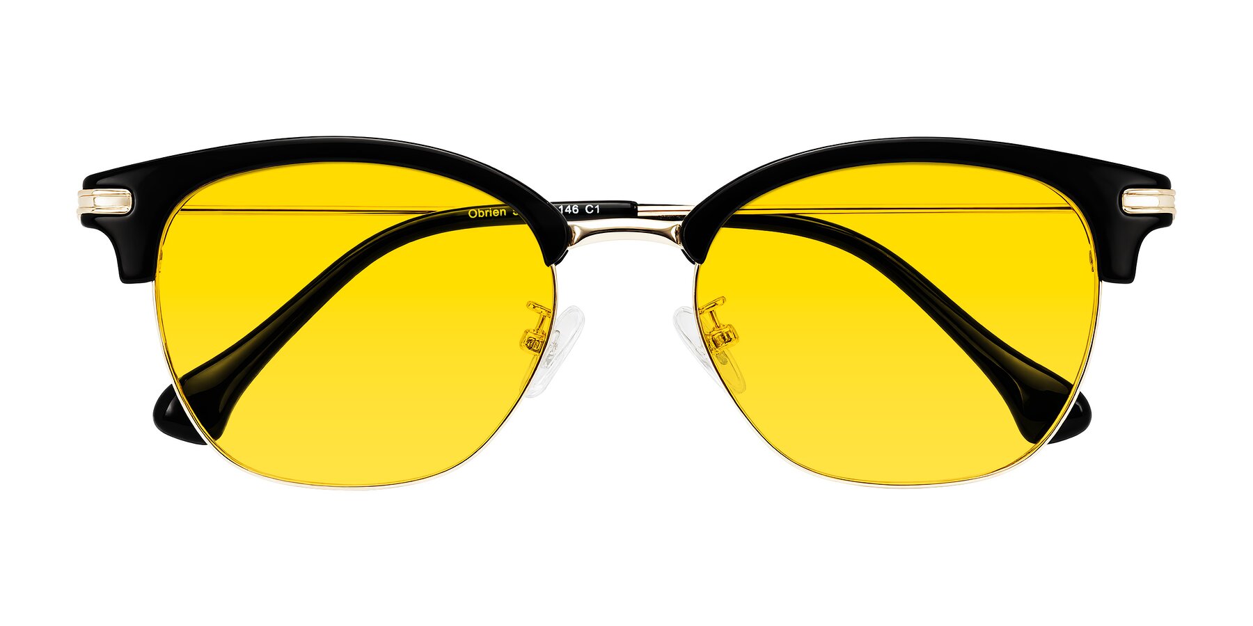 Folded Front of Obrien in Black/Gold with Yellow Tinted Lenses