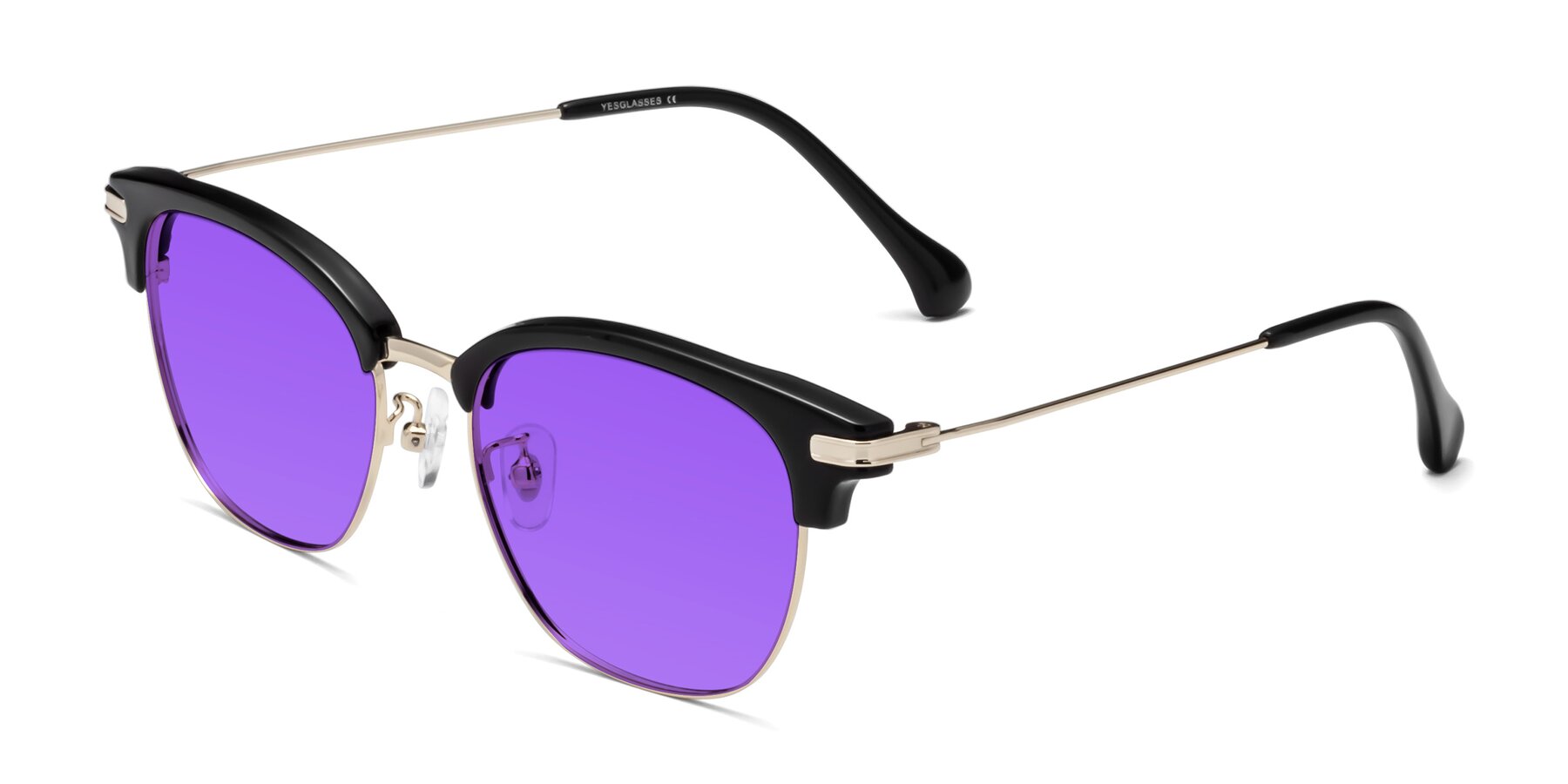 Angle of Obrien in Black-Gold with Purple Tinted Lenses
