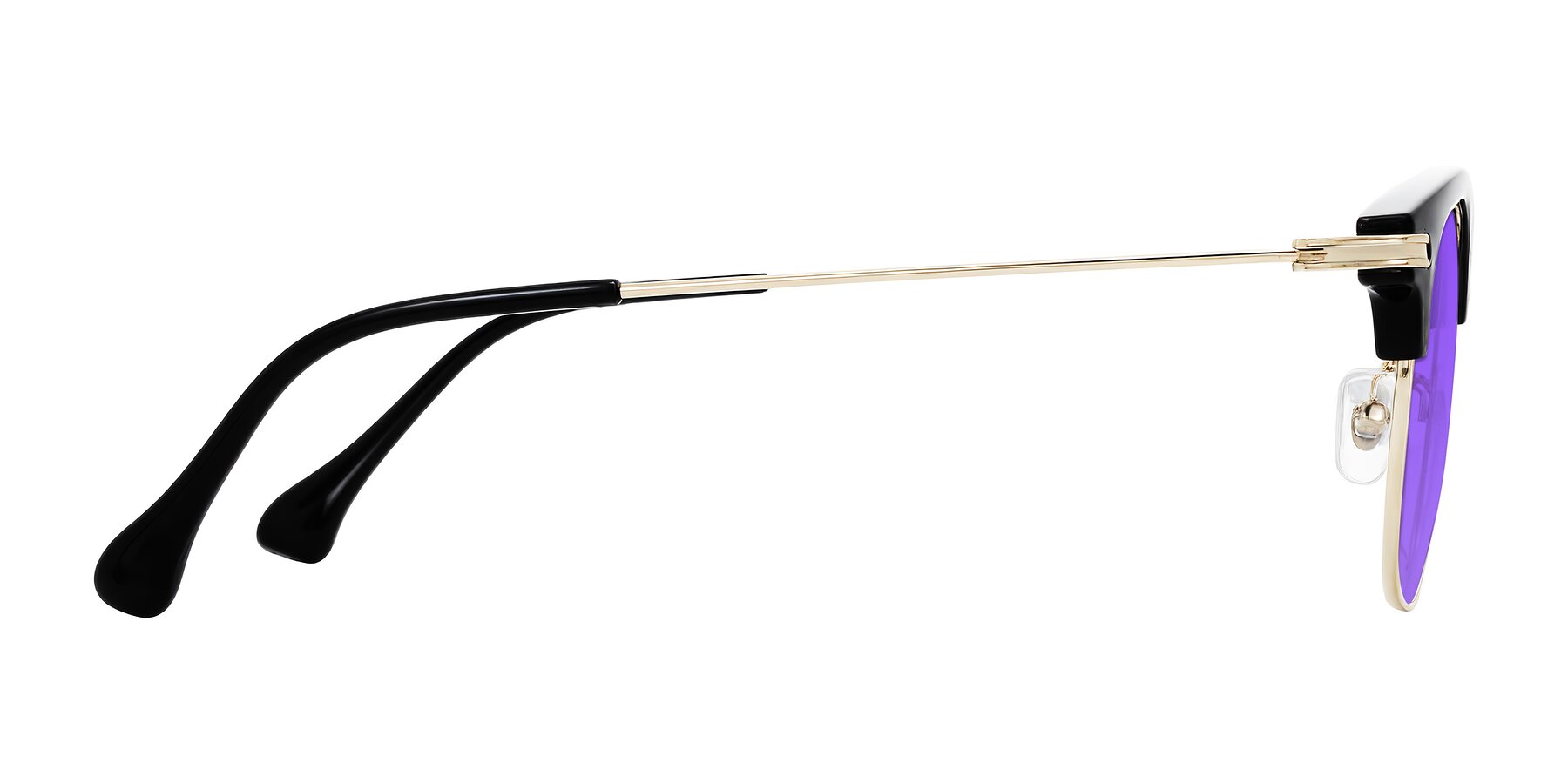 Side of Obrien in Black/Gold with Purple Tinted Lenses