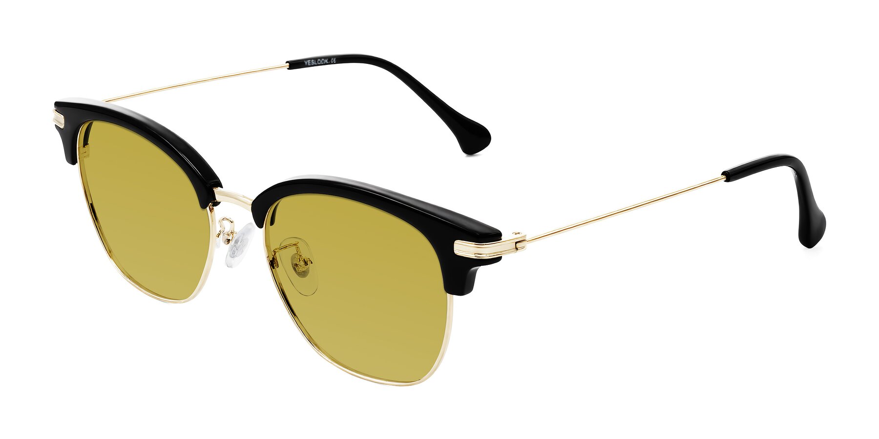 Angle of Obrien in Black/Gold with Champagne Tinted Lenses