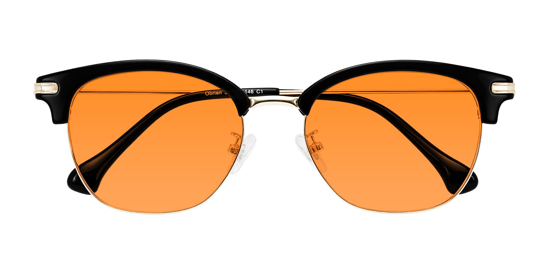 Folded Front of Obrien in Black/Gold with Orange Tinted Lenses