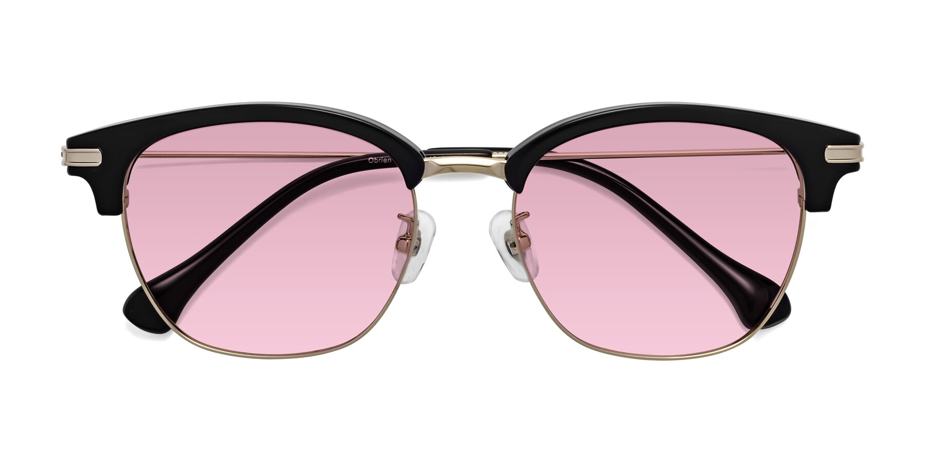 Folded Front of Obrien in Black-Gold with Light Wine Tinted Lenses