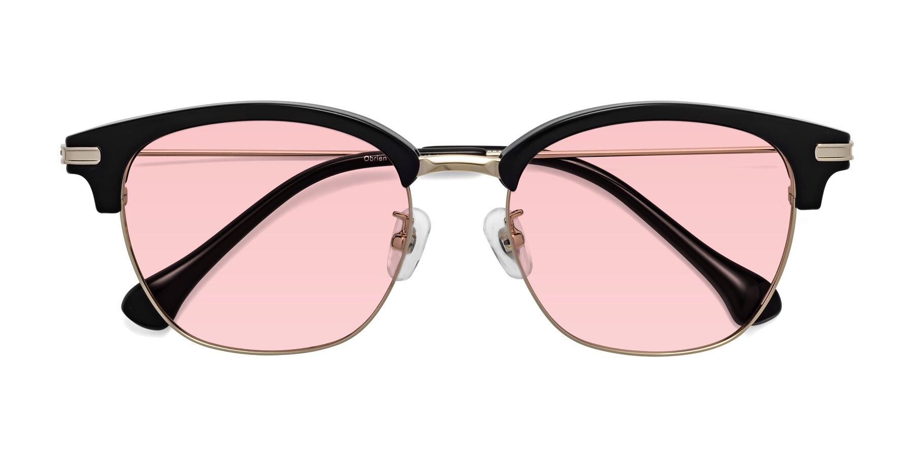 Folded Front of Obrien in Black-Gold with Light Garnet Tinted Lenses