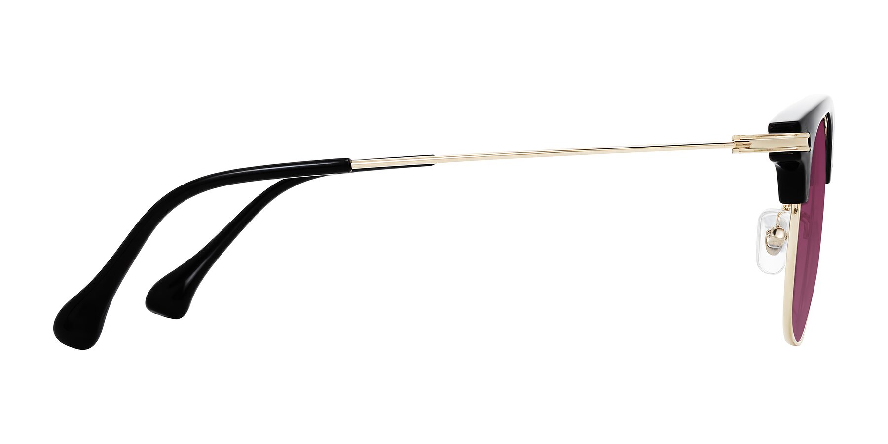 Side of Obrien in Black/Gold with Wine Tinted Lenses