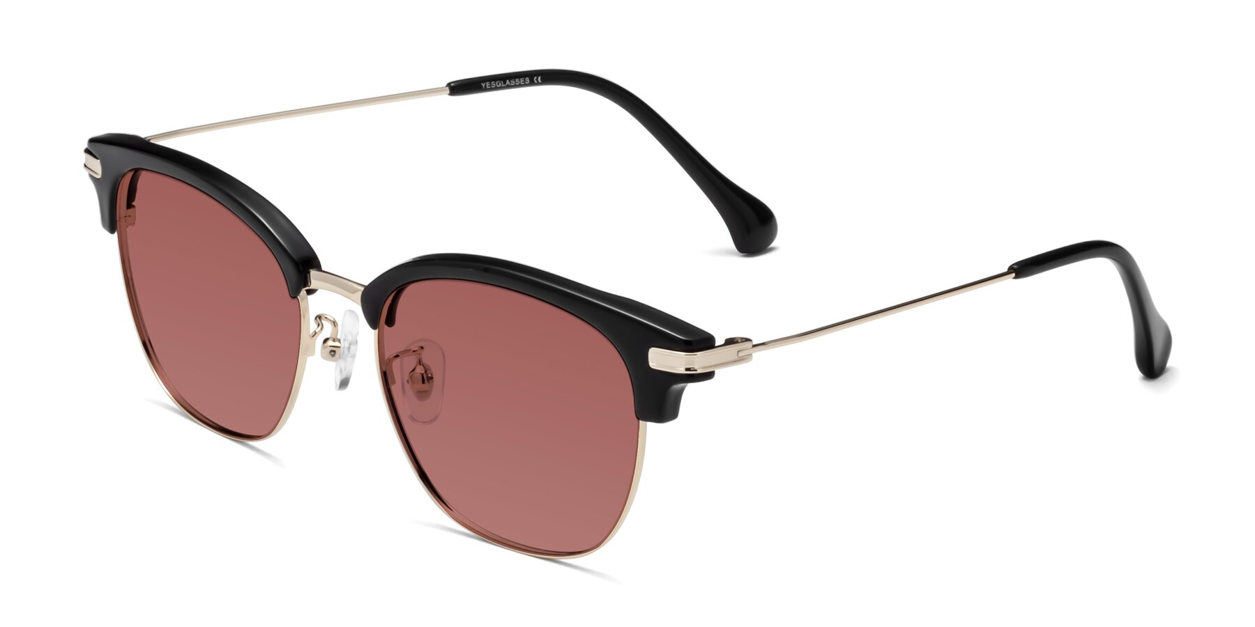 Angle of Obrien in Black-Gold with Garnet Tinted Lenses