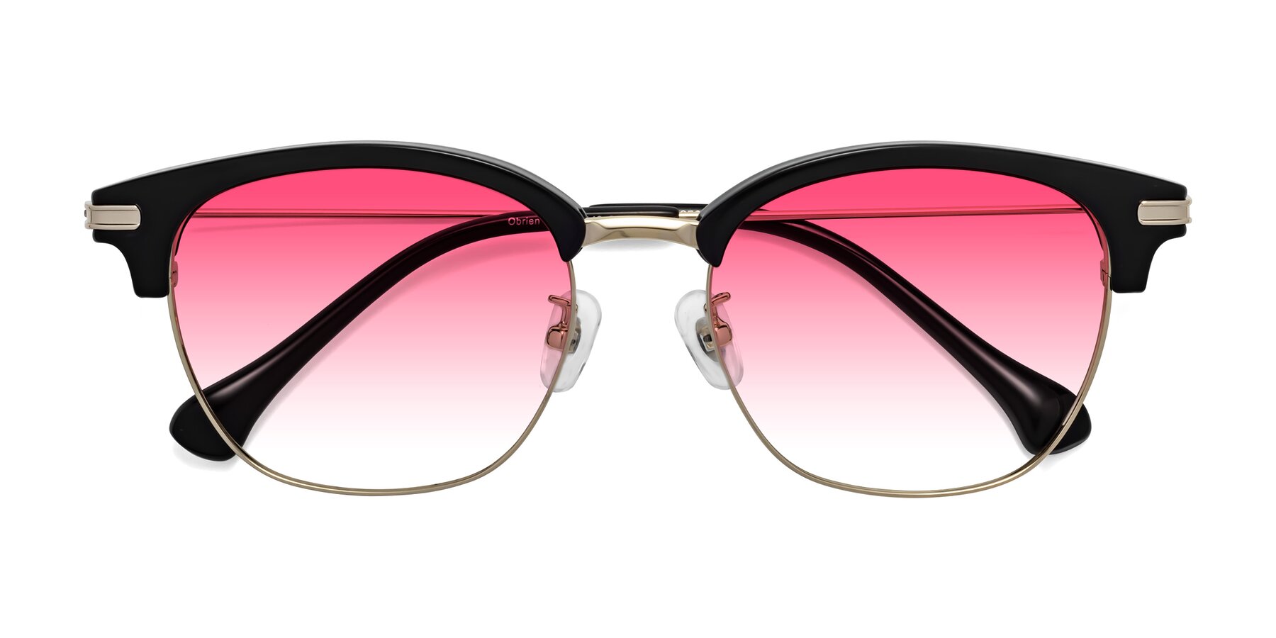 Folded Front of Obrien in Black-Gold with Pink Gradient Lenses