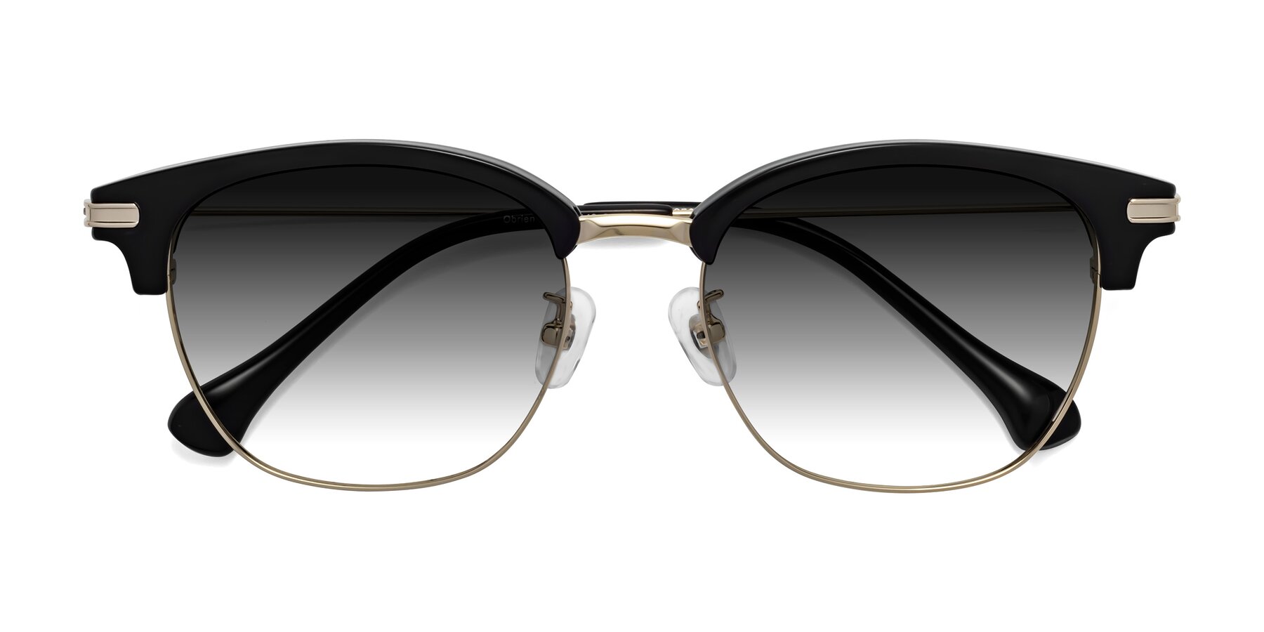 Folded Front of Obrien in Black-Gold with Gray Gradient Lenses