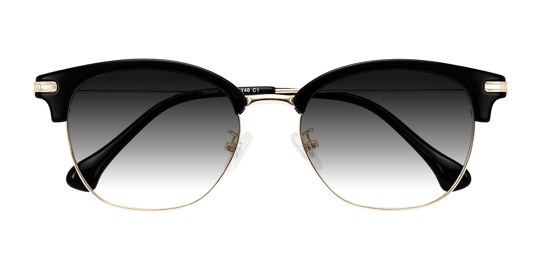 Folded Front of Obrien in Black/Gold with Gray Gradient Lenses