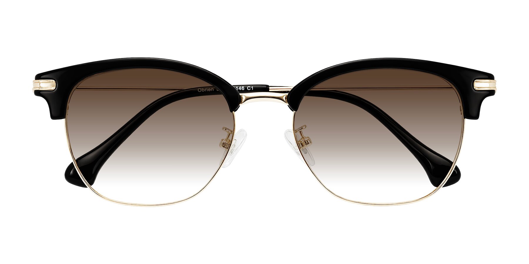 Folded Front of Obrien in Black/Gold with Brown Gradient Lenses