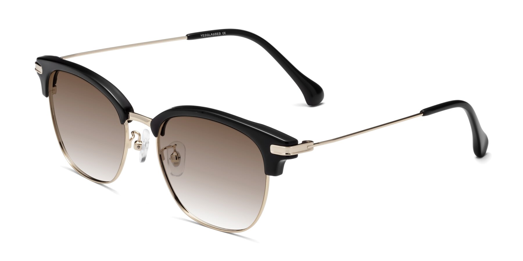 Angle of Obrien in Black-Gold with Brown Gradient Lenses