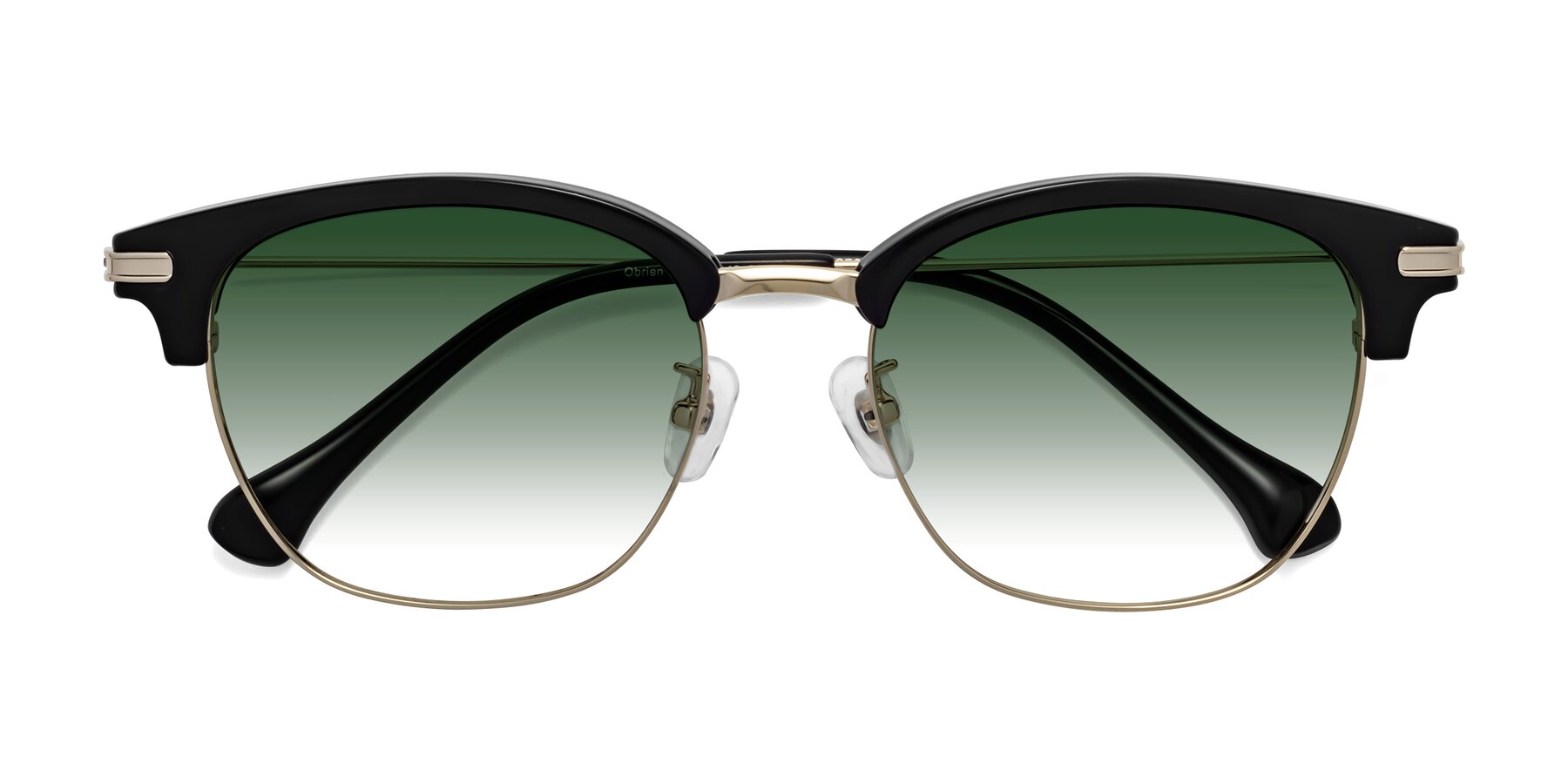 Folded Front of Obrien in Black-Gold with Green Gradient Lenses