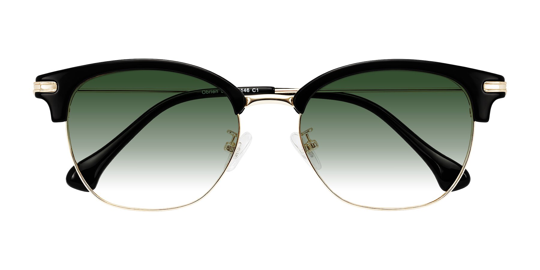 Folded Front of Obrien in Black/Gold with Green Gradient Lenses