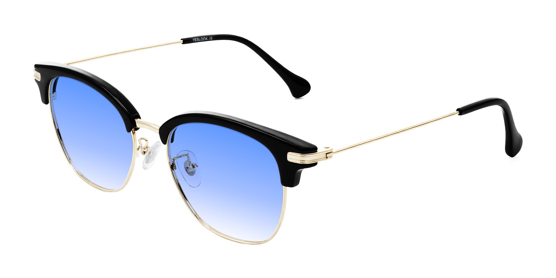 Angle of Obrien in Black/Gold with Blue Gradient Lenses