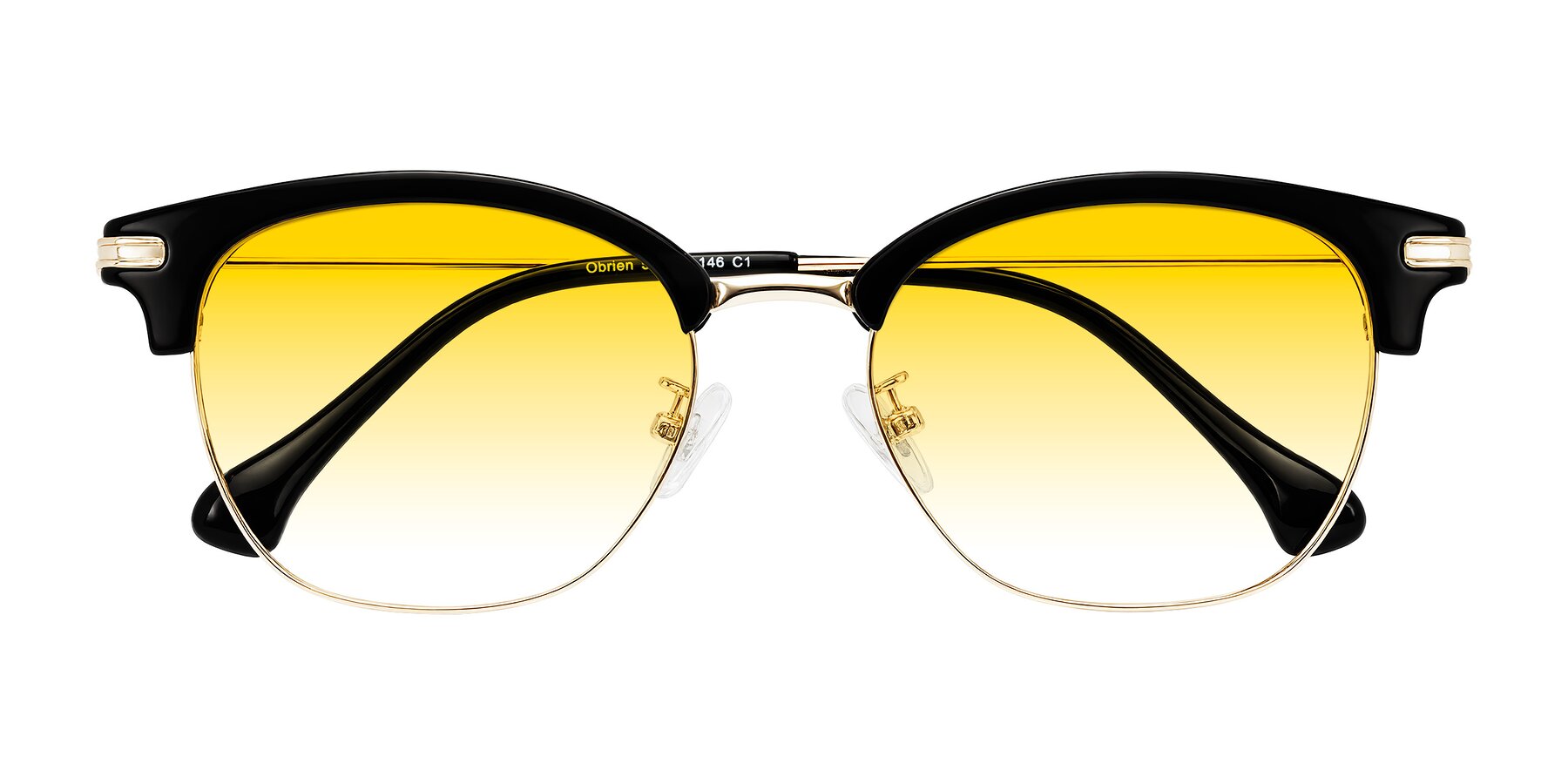 Folded Front of Obrien in Black/Gold with Yellow Gradient Lenses