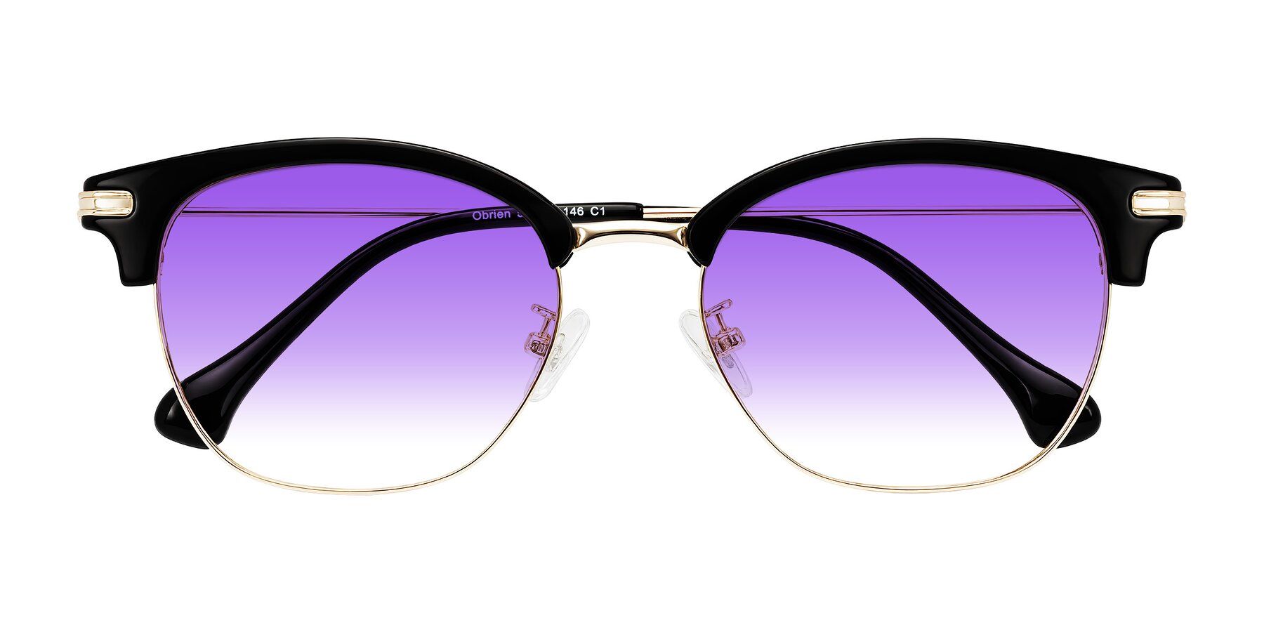 Folded Front of Obrien in Black/Gold with Purple Gradient Lenses