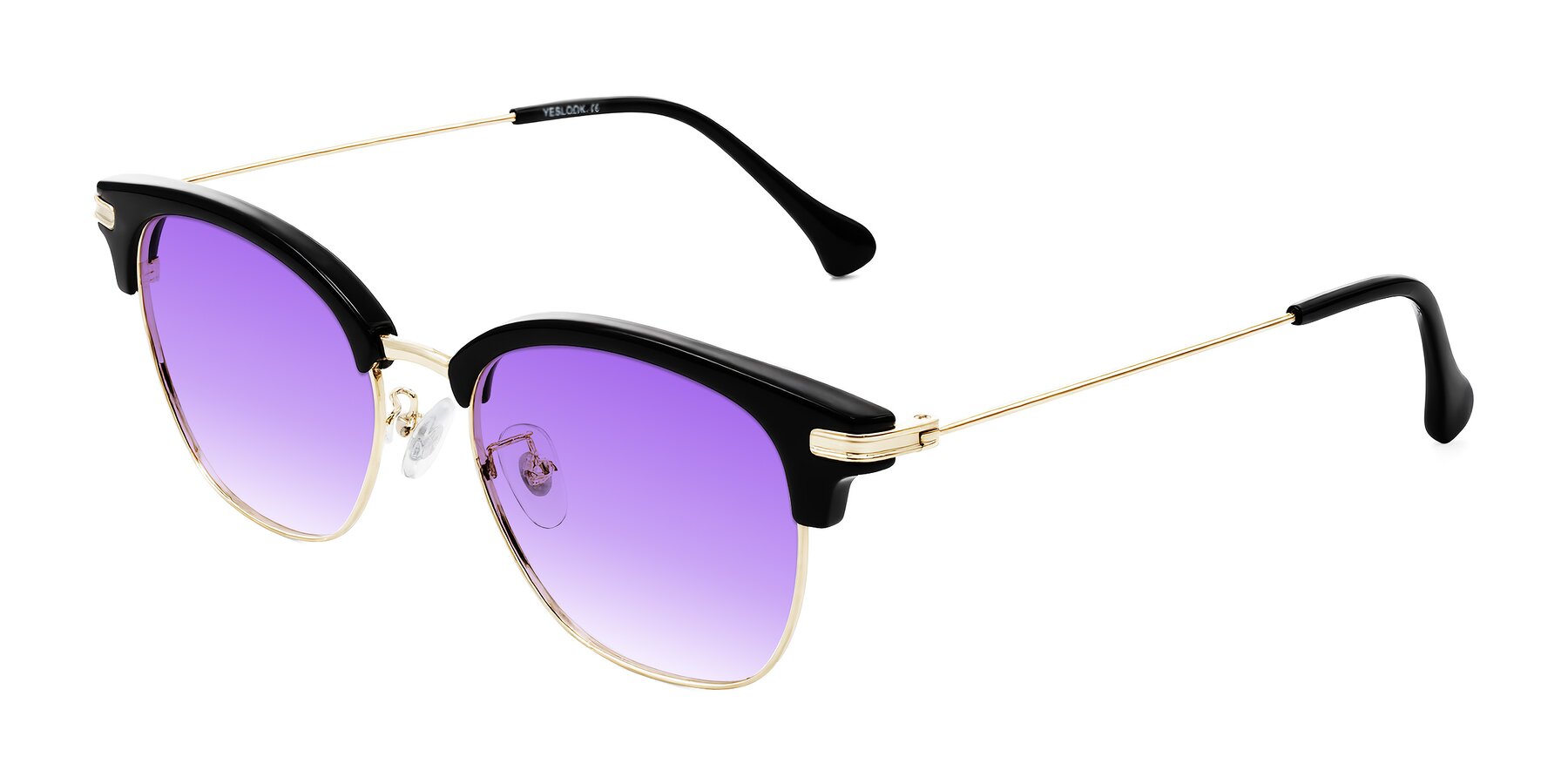 Angle of Obrien in Black/Gold with Purple Gradient Lenses