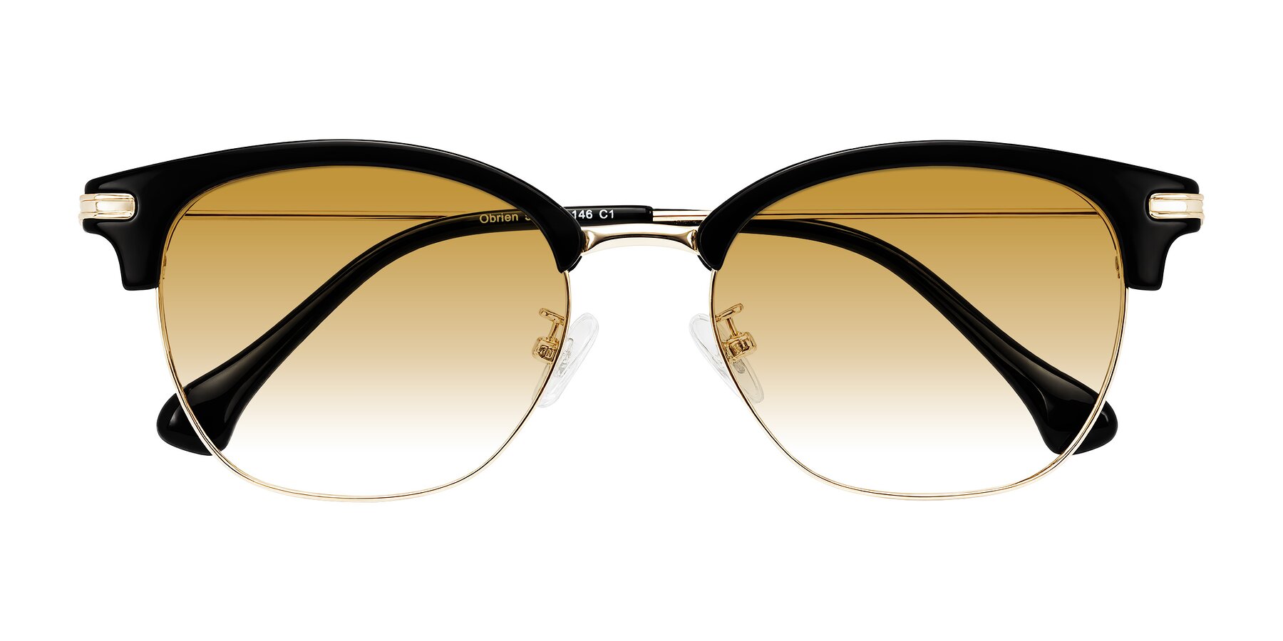 Folded Front of Obrien in Black/Gold with Champagne Gradient Lenses
