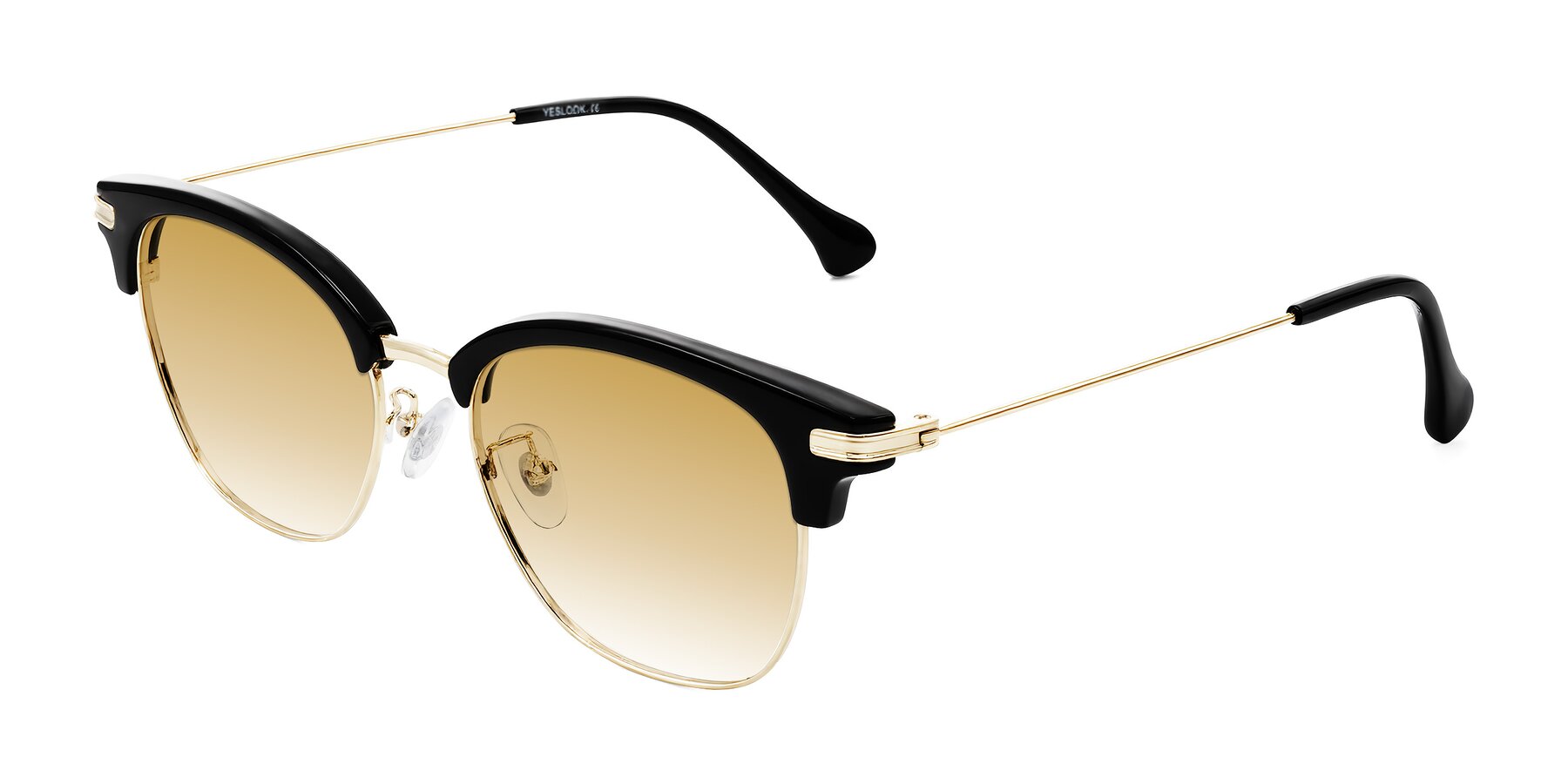 Angle of Obrien in Black/Gold with Champagne Gradient Lenses