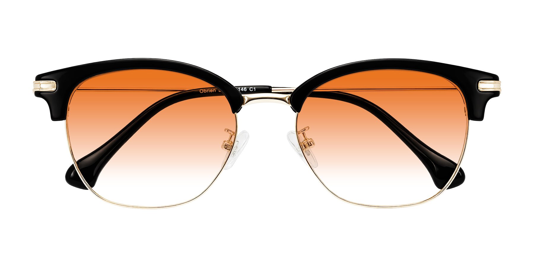 Folded Front of Obrien in Black/Gold with Orange Gradient Lenses