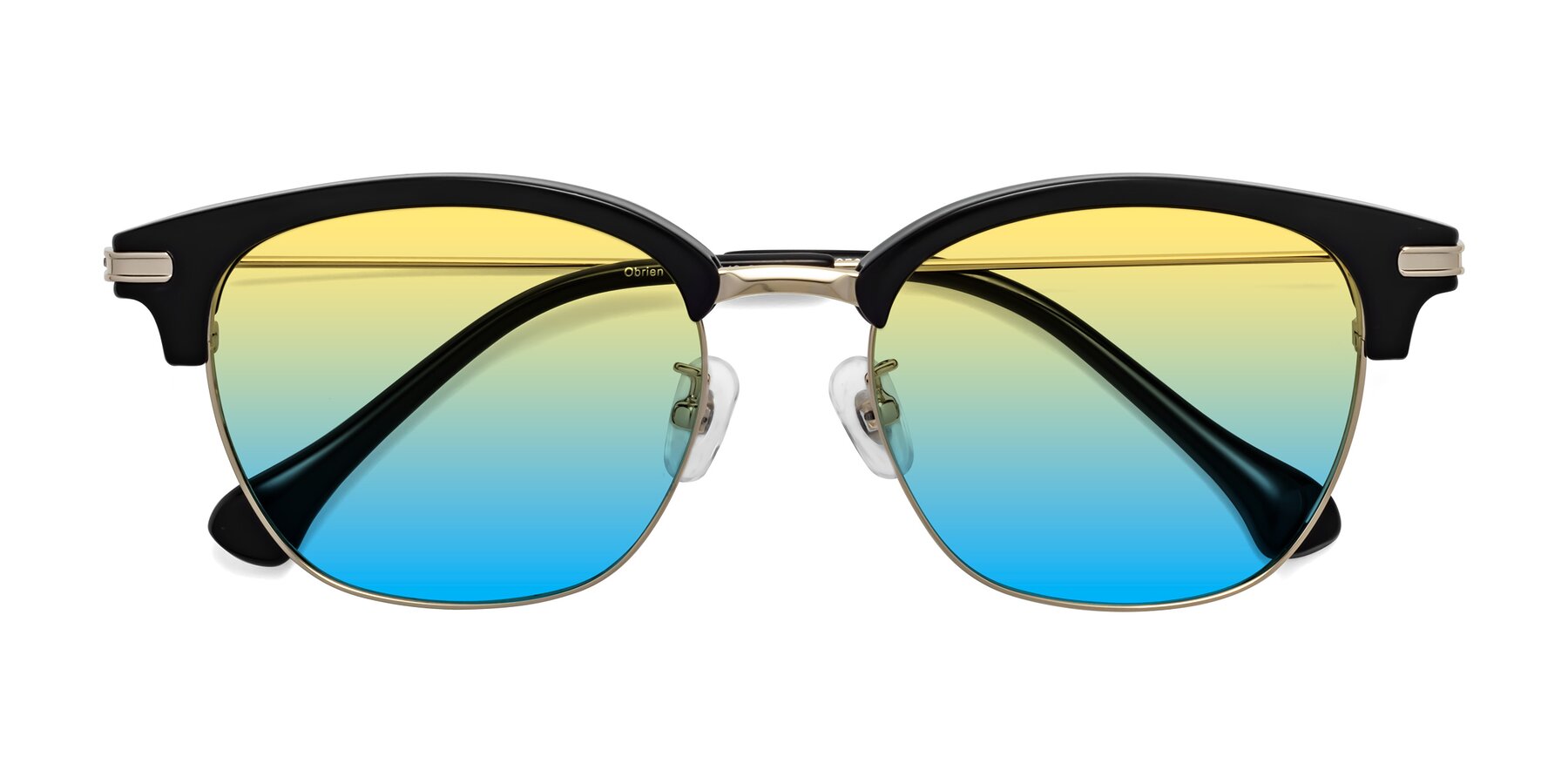 Folded Front of Obrien in Black-Gold with Yellow / Blue Gradient Lenses