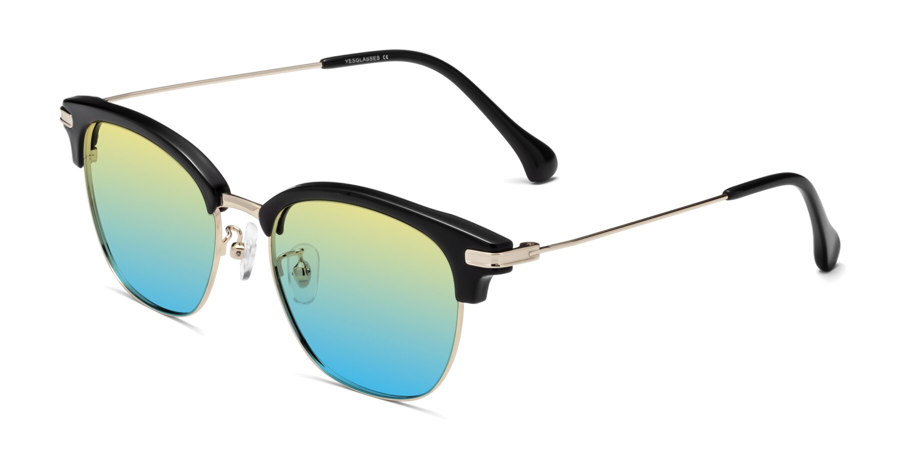 Angle of Obrien in Black-Gold with Yellow / Blue Gradient Lenses