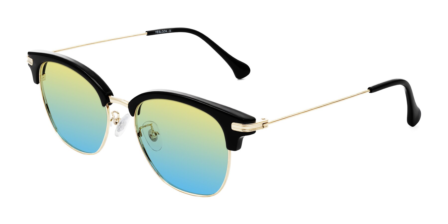 Angle of Obrien in Black/Gold with Yellow / Blue Gradient Lenses