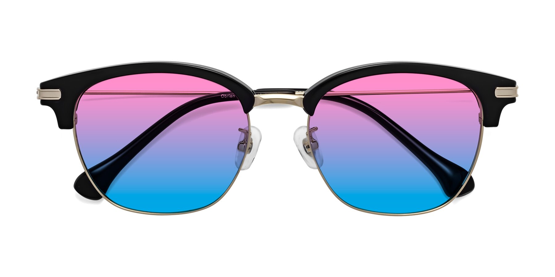 Folded Front of Obrien in Black-Gold with Pink / Blue Gradient Lenses